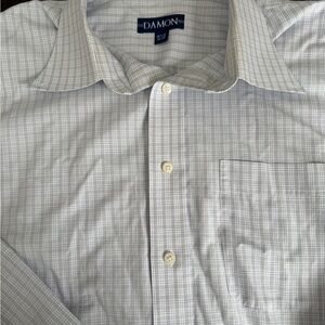 Damon Men's Light Gray Plaid Button Down Shirt
